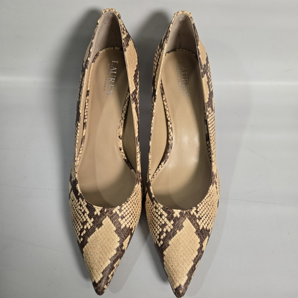 Lauren Ralph Lauren Lanette Leather Pumps 9 Snakeskin Pointed Toe NEW ($160) - Picture 4 of 12